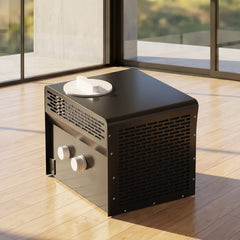 Kryo Air compact black chiller on a wooden floor of wellness center