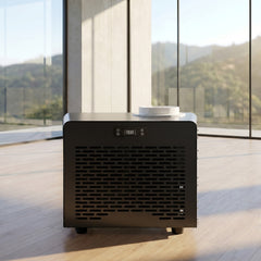 Kryo Air compact black chiller on a wooden floor of wellness center