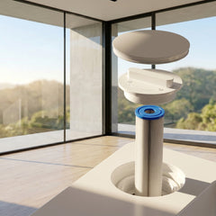 All-In Kryo integrated acrylic hot and cold plunge filter placement in a modern home wellness space